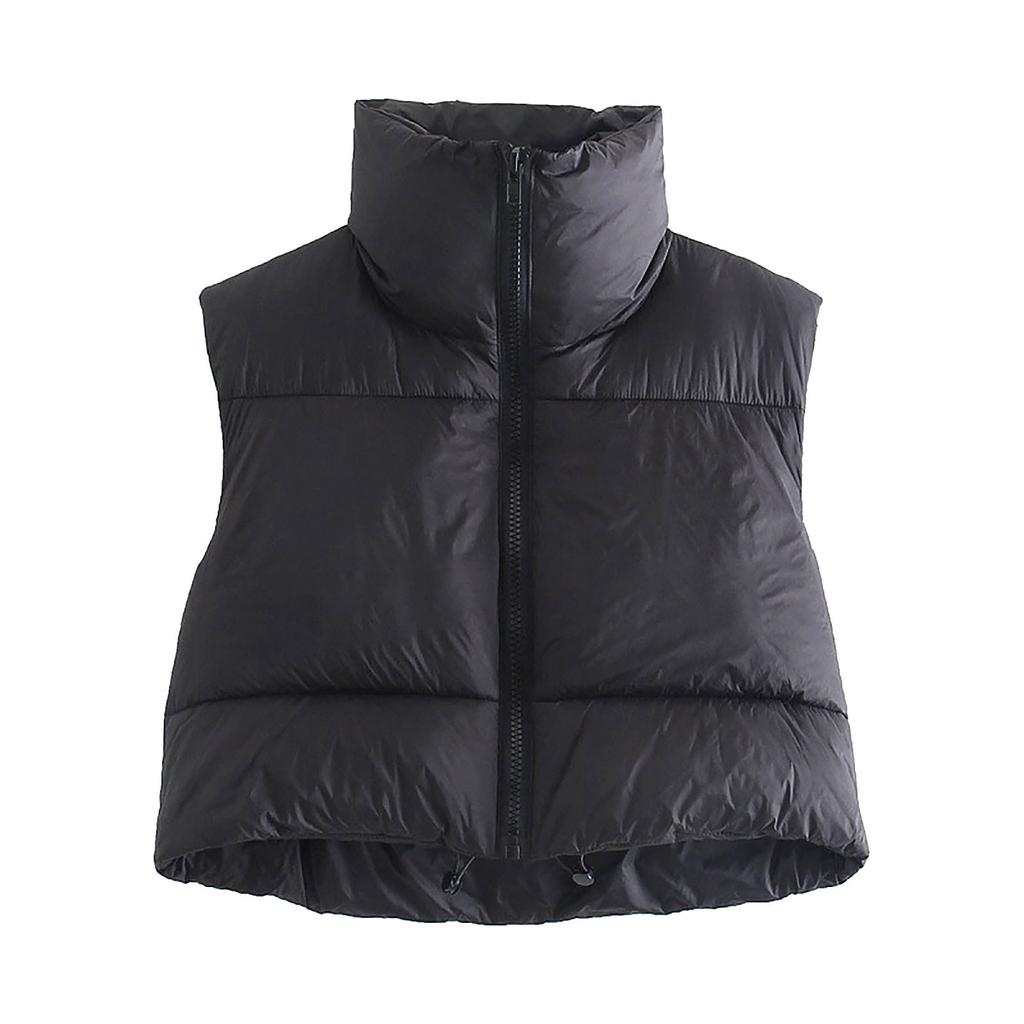 Women's Winter Crop Vest Lightweight Sleeveless Warm Outerwear Vest Padded Gilet