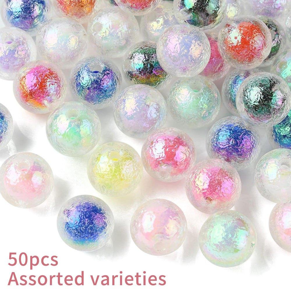 18/50 шт. Акриловые декоративные бусины случайного цвета, Красочные бусины-сэндвичи, Шероховатые шарики, Сделай сам, Браслет, Ожерелье, Серьги, Брелок, Цепочка на ногу