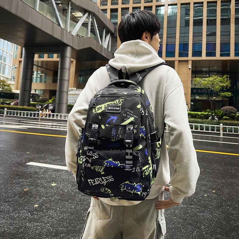 Школьный рюкзак для средней школы, женский, с принтом граффити, мужской, большой вместимости, дорожный рюкзак