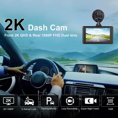 3-дюймовая HD видеорегистратор, двухлинзовый 2K+1080 WiFi двухканальный автомобильный регистратор