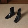 Krazing Pot Микрофибра Квадратный Носок Толстый Каблук Ботильоны Челси Размер 42 Молния Женские Лаконичный Стиль Эластичные Ботильоны