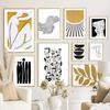 Wall Art Canvas Painting Boho PosterLine Body Face Yellow Leaves Modern Abstract Living Room Decor And Print Home Wall Pictures