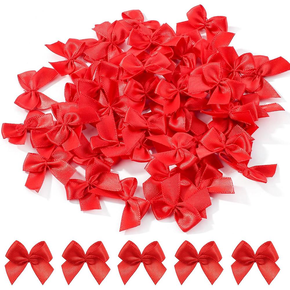 100 шт./набор Разноцветные атласные бантики Нашивки Аппликация Мини галстук-бабочка DIY Одежда Швейное украшение