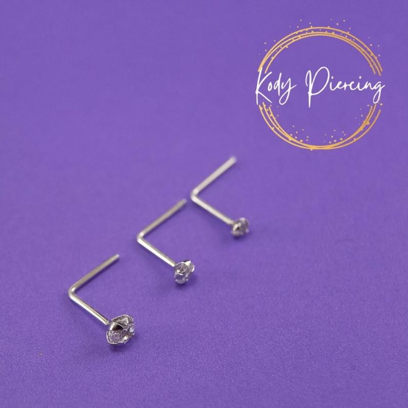 KODY PIERCING Белое золото 9 карат Набор из 3 стержней L и цирконов 1,5 мм, 2 мм и 2,5 мм