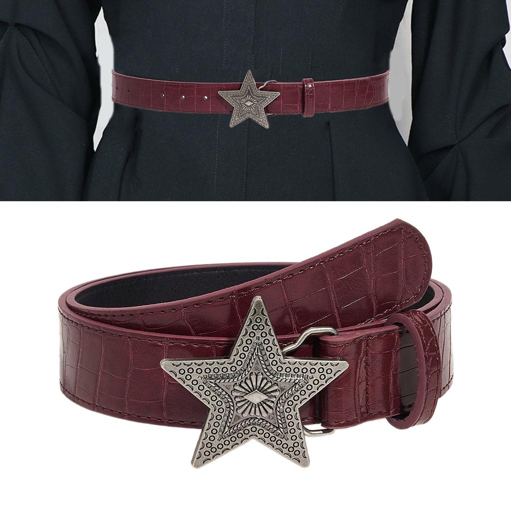 Engraved Waist Chain Carved Star Buckle Punk Chain Cowgirl Belt for Women Proms Club Party for Jeans Dresses