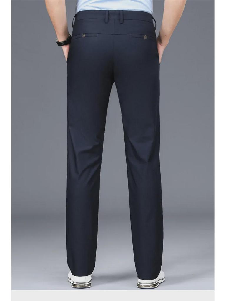 Men's Summer Business Casual Ice Silk Straight-Leg Trousers