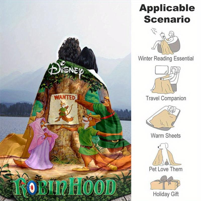 1pc, Disney Robin Hood Wanted Poster Blanket,Home Decorative, Couch Cover, Outdoor Blanket, Gift