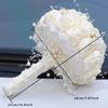 Bridal Wedding Bouquet with Rhinestone Satin Holding Toss Artificial Flowers Bouquet Handmade Satin Rose Bridal Bouquet Wedding Bouquets with Pearls