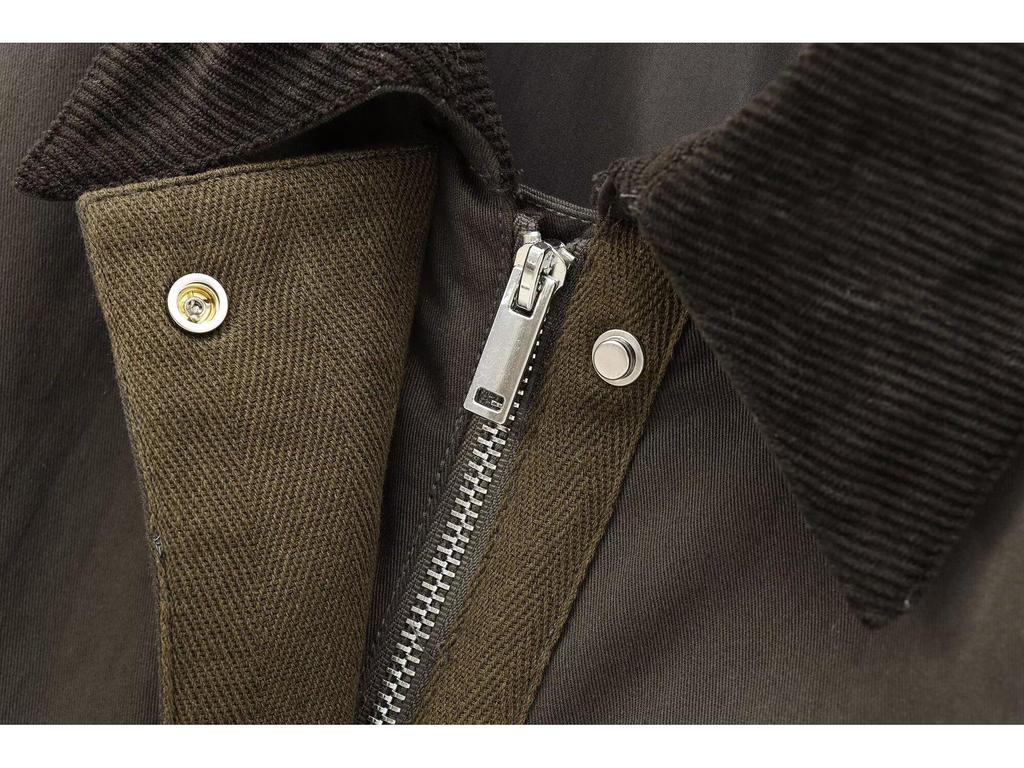 2024 Autumn Women's European & American Style Fashion Waxed Leather Jacket with Corduroy Collar