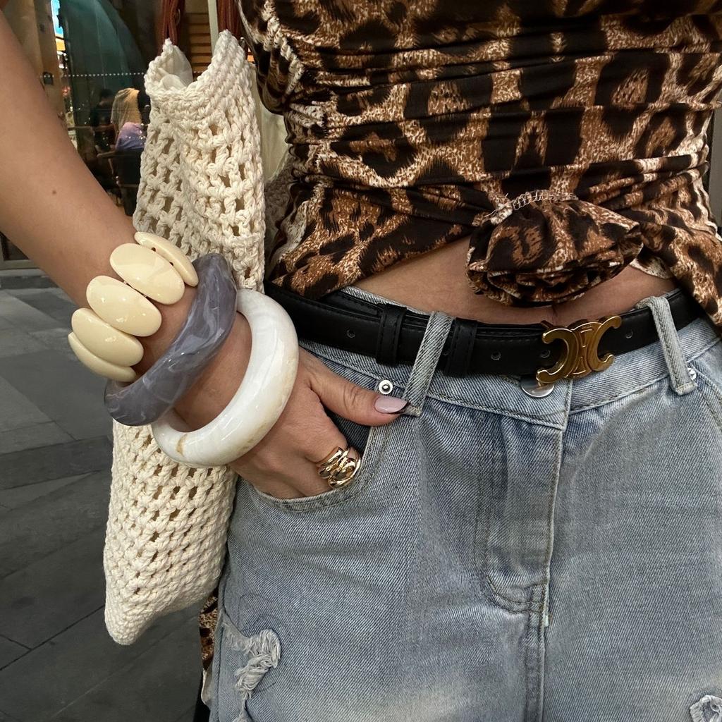 Бохо Бежевые Неправильной Формы Акриловые Смоляные Массивные Браслеты для Женщин на Руку Готические Геометрические Металлические Браслеты с Шармом Парные Украшения Подарок