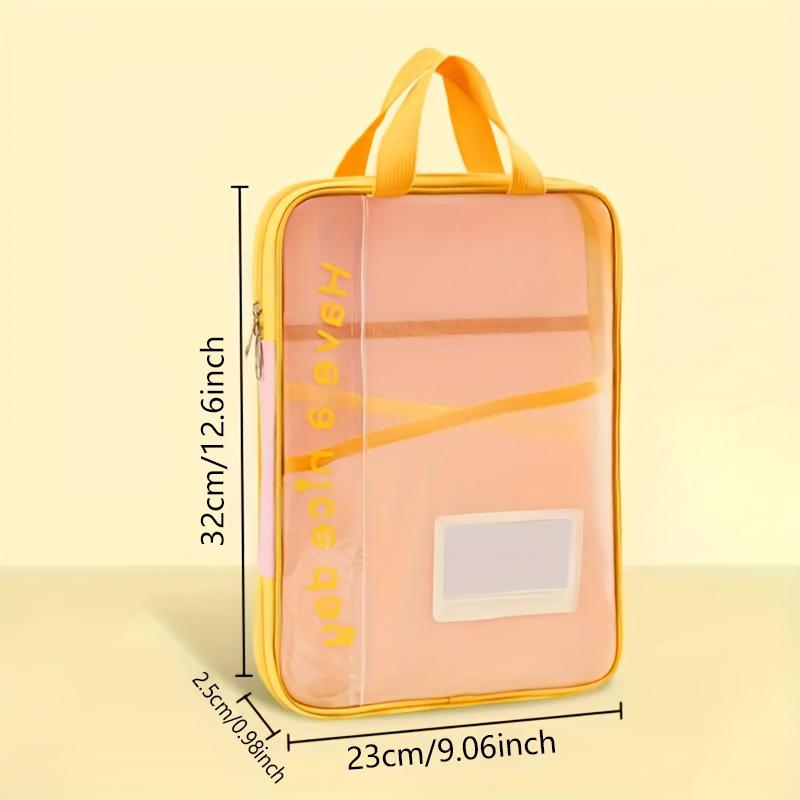 1PC Homework & College Papers Storage Pouch for Books Documents DIY Arts and Crafts Scrapbook Paper Transparent Zipper Document File Pouch