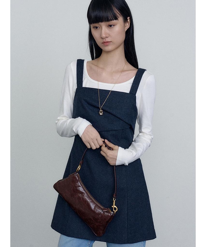 Make A Toast Wool Square Mini Dress Navy Mbefop003Nv