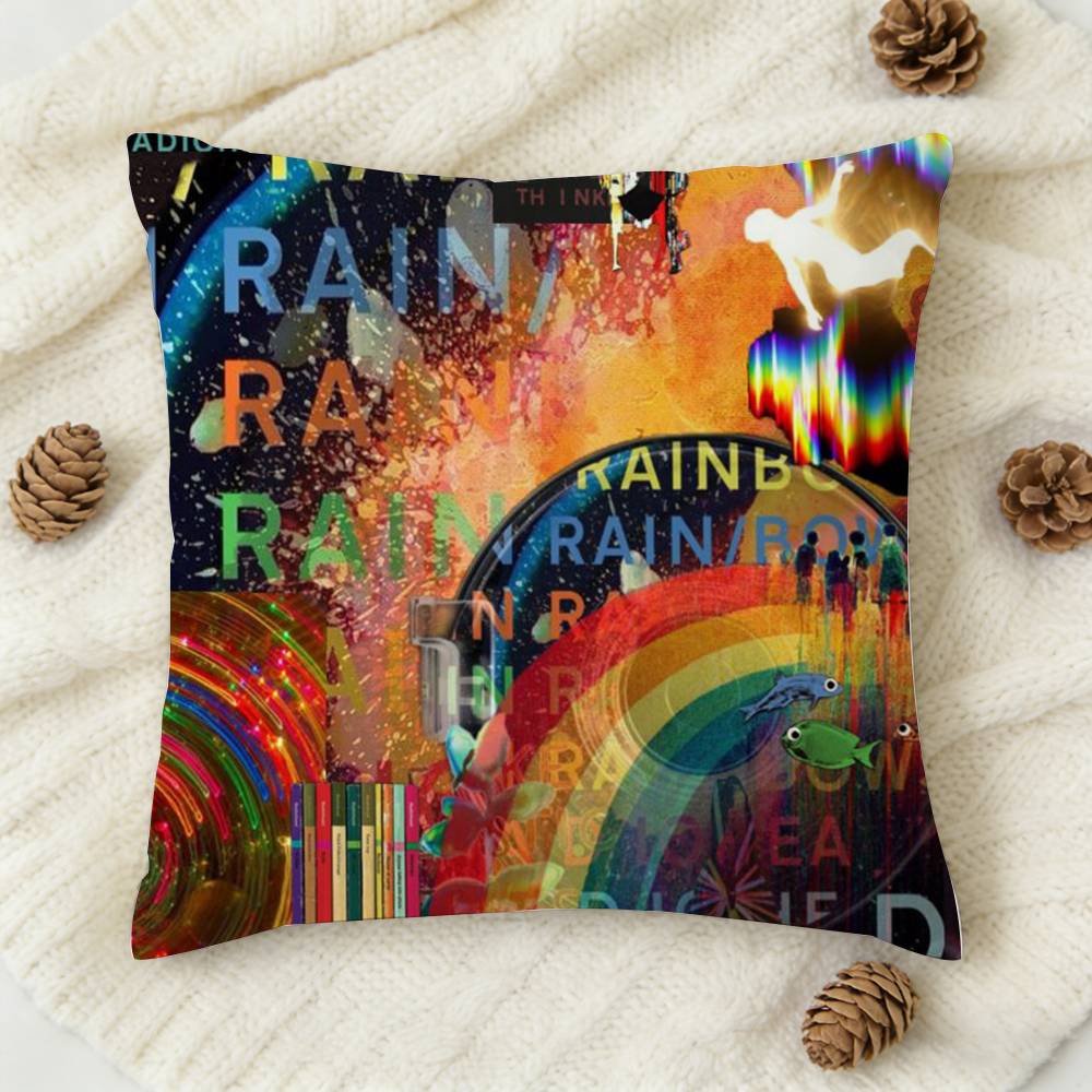 RRadiohead In Rainbows Skin Sticker Wrap Doublesided Printed Square Decorative Cushion Cover for Sofa Living Room Home Decor