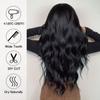 HENRY MARGU Long Wavy Synthetic Wigs With Bangs Natural Black Hair Wigs for Women Daily Party Heat Resistant Fiber Wigs