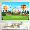 (Party banner) 1 piece  Birthday celebration decoration  Playground birthday party backdrop  Carousel  Flower car