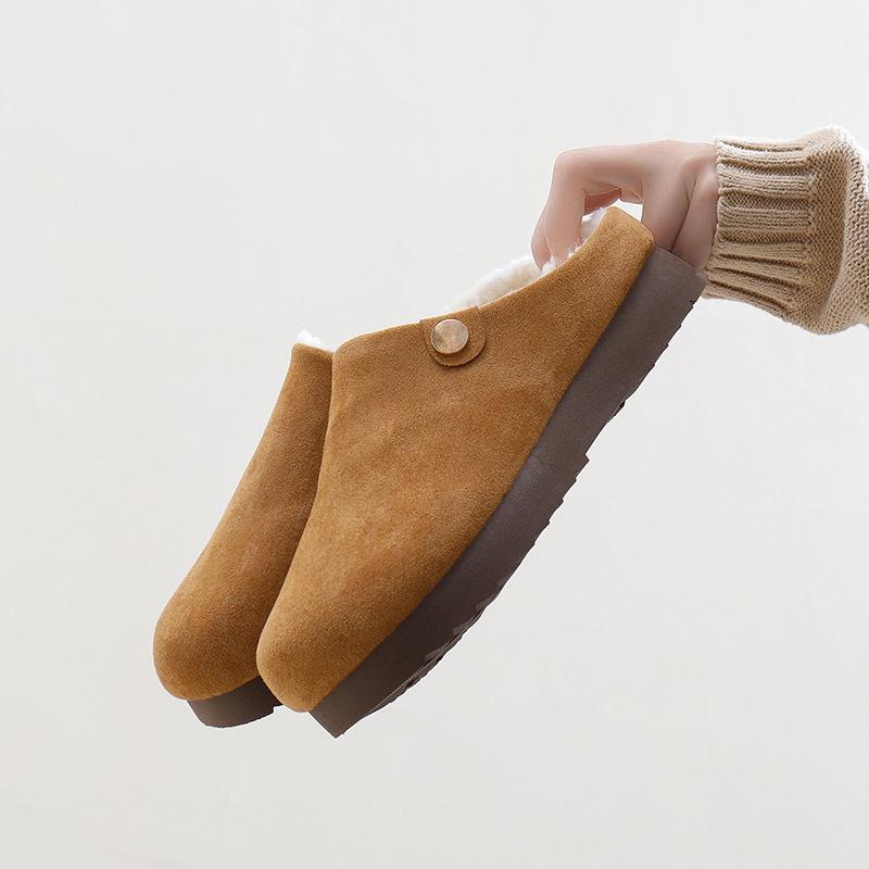 Women's Fuzzy House Slippers Fluffy Memory Foam Suede Slippers with Faux Fur Lining Indoor Outdoor Shoes Winter Warm Platform Mini Boots for Women