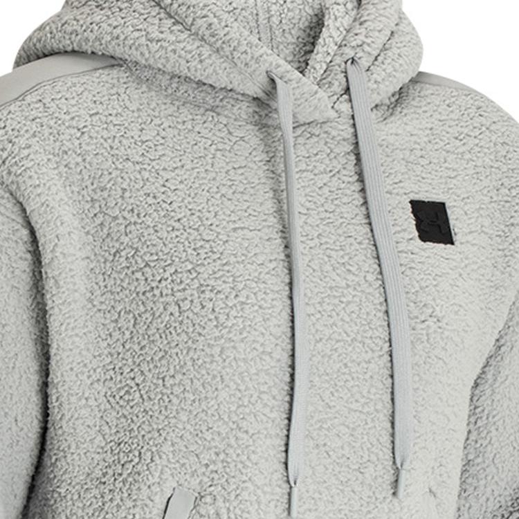 Under Armour Micro Solid Fleece Warm Hooded Sports Sweatshirt Women Sweatshirt Gray 1366952-011
