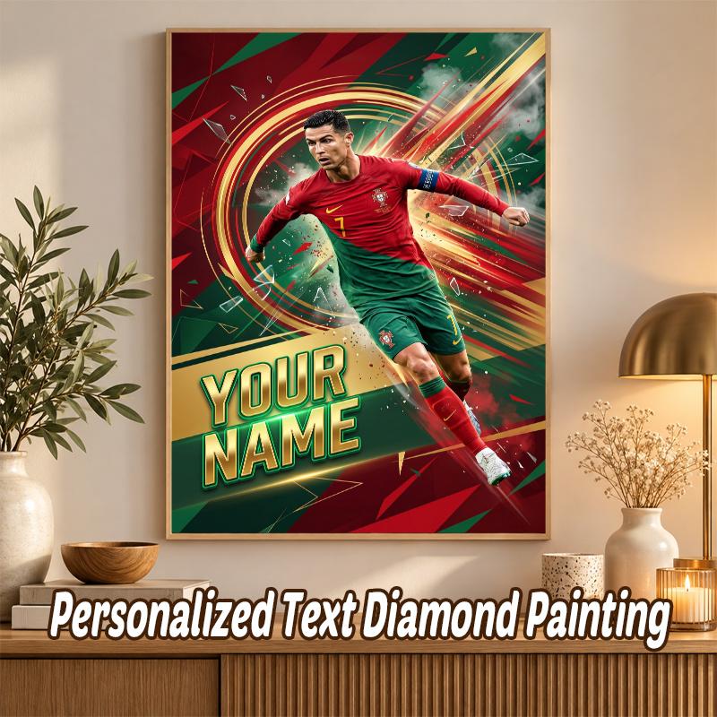 Cristiano Ronaldo Custom Name Text 5D Diamond Painting Kit DIY Full Drill Diamond Art Decoration