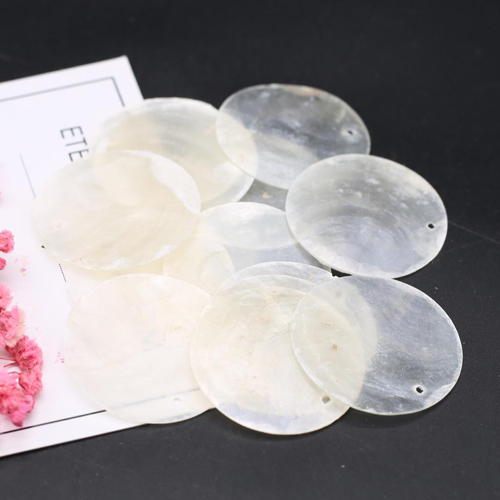 50Pcs Natural Shell Pendant,Perforated Round Flakes Charms for Jewelry Making DIY Necklaces Bracelets Earrings Accessories Craft Supplies