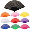 Portable Folding Fan Plastic Fabric Hand Fan for Weddings Travel Party Dancing Cosplay