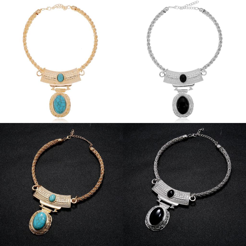 Art Ethnic Inspired Alloy Geometric Pendant Necklace For Accessories Womens