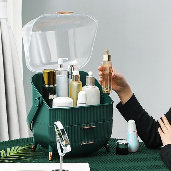 Makeup Organizer Storage Box with Drawers Large Capacity Handle Design Makeup Storage