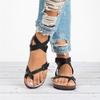 2021 Summer European & American Women's Cork Bottom Roman Toe Buckle Sandals with Wrap Design