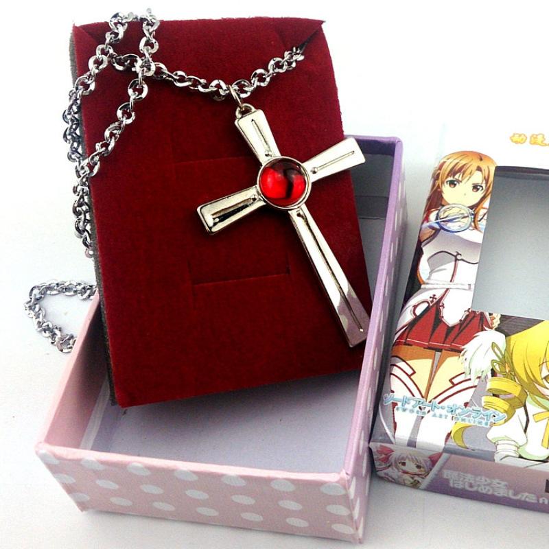Серебряный крест и вампирский рубиновый крест ожерелье аниме окружающие украшения