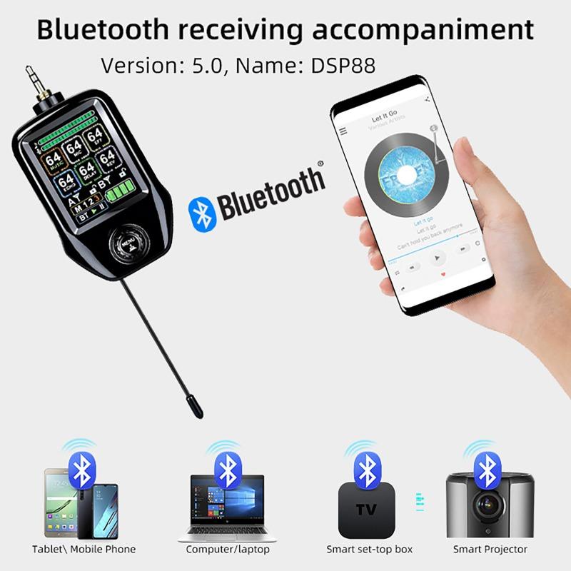 Профессиональный интеллектуальный беспроводной Bluetooth-микрофонный комплект с защитой от обратной связи, DSP, подавлением свиста и реверберацией для выступлений, KTV