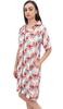 Floral Printed Women's Notched Collar Shirt Night Dress With Pockets -