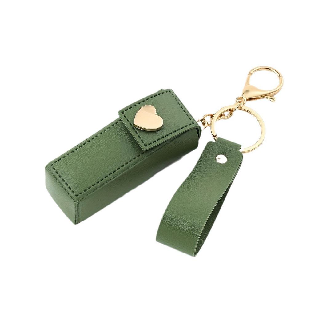 Love Lipstick Keychain Pendant: Thick Leather Car Accessory & Mini Storage Bag Gift Ornament