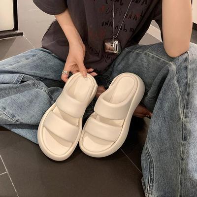 Облачко~ Овечья кожа Двойной хлеб Повседневные Толстая подошва Наступать в дерьмо Увеличивает Тапочки Женская Летняя Одежда