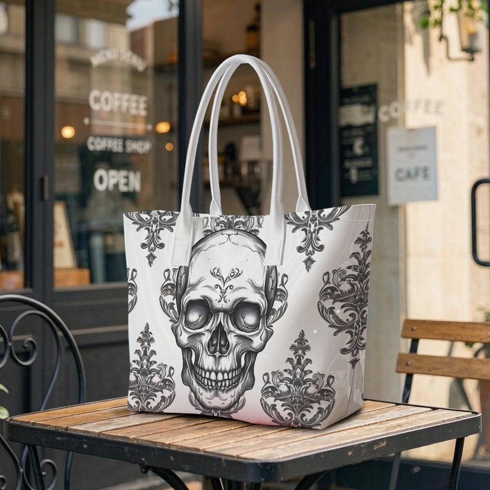 Gothic Skull Pattern Shoulder Tote Daily Use Handbag