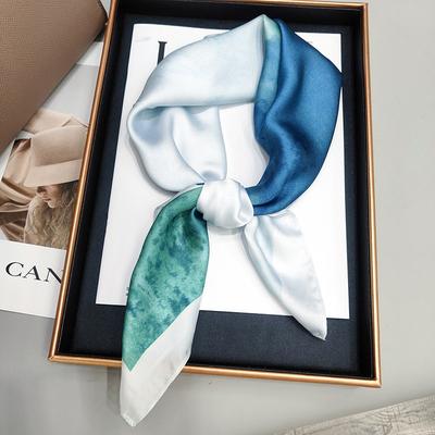 68cm Starry Sea Printed Scarf Women's Spring and Summer New Imitation Silk Scarf Fresh and Versatile Headscarf Shawl Scarfs