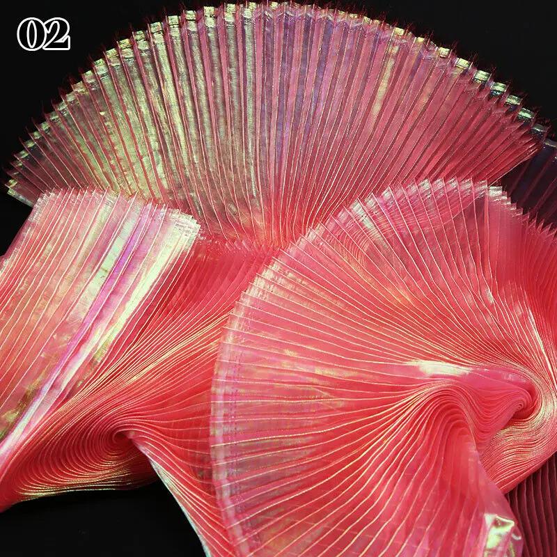 100x140cm Laser Pleated Fabric Crinkle Wedding Photography Background Stage Decors DIY Women Dress Suit Diy Sewing Material