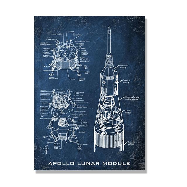 Винтажный постер на доске с чертежами на холсте, печать на холсте, космический челнок, произведение искусства, наука, настенное искусство, подарок, домашний декор комнаты