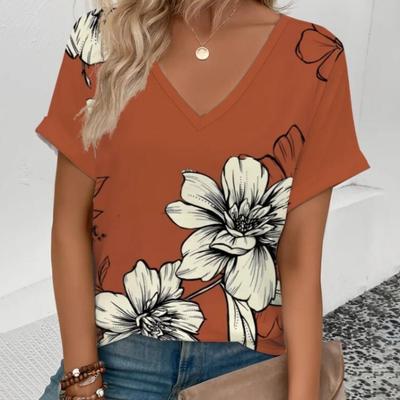 Летняя футболка с принтом «Кокосовая пальма» 3D, женская уличная одежда, повседневные футболки, топы Y2k, женские футболки с V-образным вырезом в стиле Харадзюку, свободная одежда