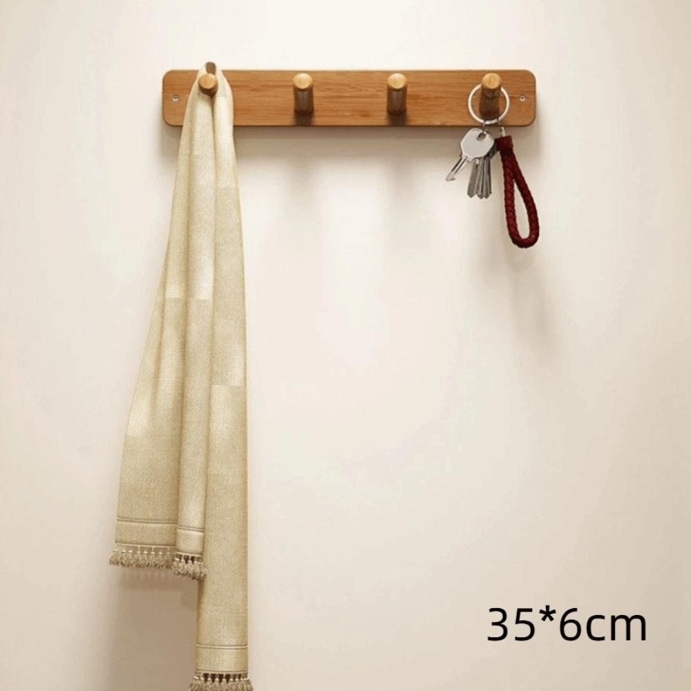 With Hooks Wall Mounted Coat Rack Storage Function Hanging Shelf Wooden Storage Rack Living Room