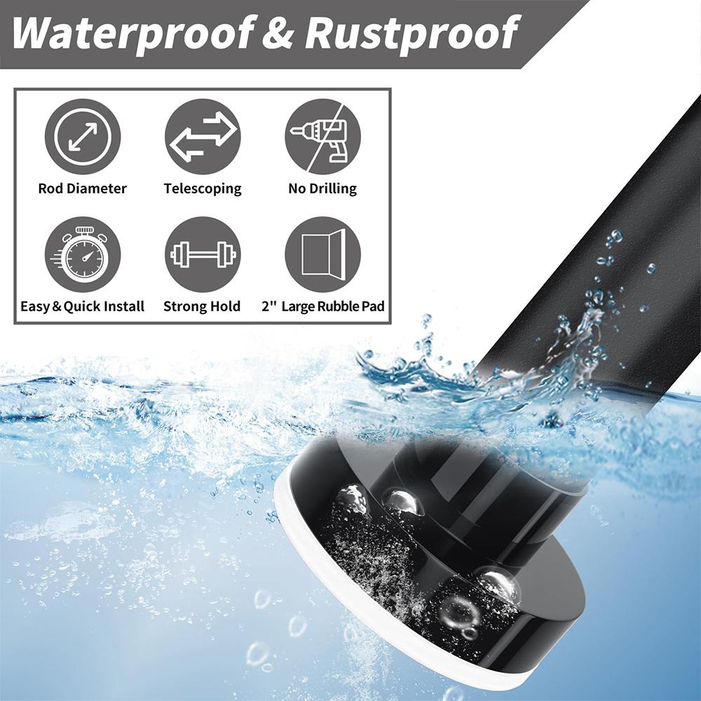 Shower Curtain Rod Extendable Rustproof Adjustable Pole Multi Purpose Curtain Rail Cupboard Wardrobe Hanging Rod No Drilling