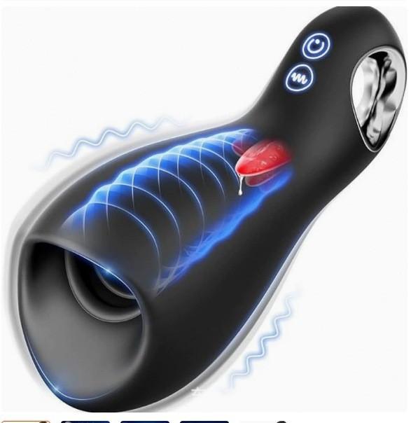 Male Sex Toys for Men Tongue Vibrator Male Masturbator Pocket Pussy Stroker with 10 Licking & Vibrating Modes Penis Vibrator