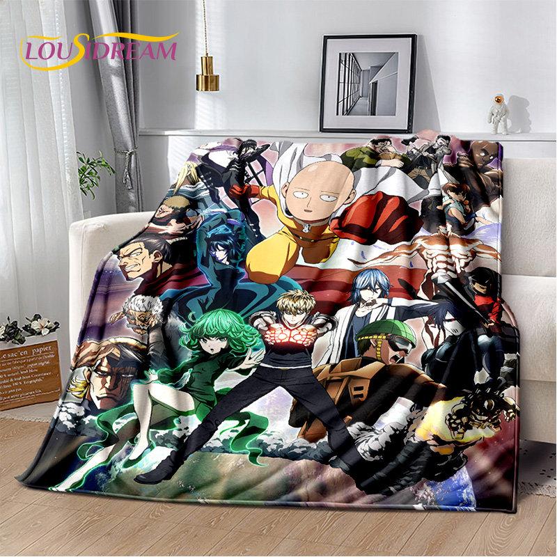 Мягкое плюшевое одеяло с рисунком аниме ONE PUNCH MAN, фланелевое одеяло, одеяло для гостиной, спальни, кровати, дивана, чехол для пикника, детское одеяло