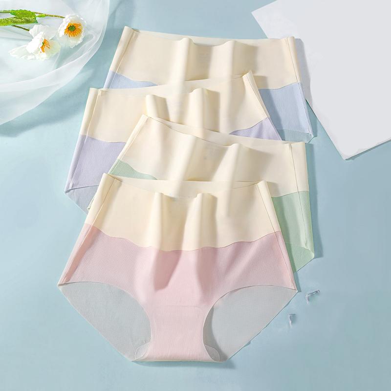 ZJX Seamless Women Panties Ultra-thin Underwear Girls Briefs High Waist Female Ice Silk Ladies Lingerie