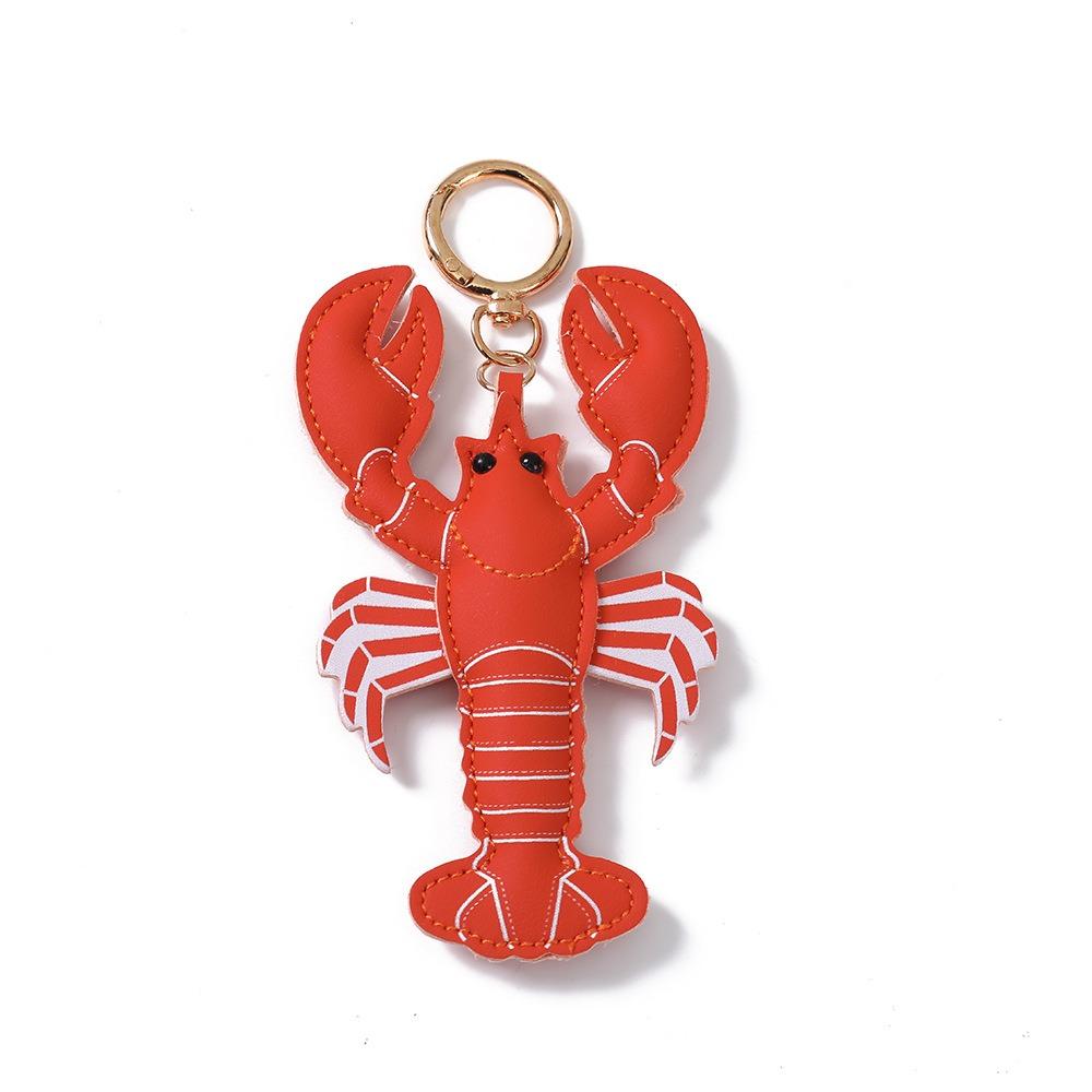 Cute Pu Crab Keychain Summer Bag Charm Multi-color Pu Leather Lobster Pendant Bag Ornament