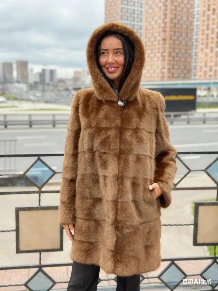Зимняя шуба из искусственного кролика, шуба из искусственной норки для женщин