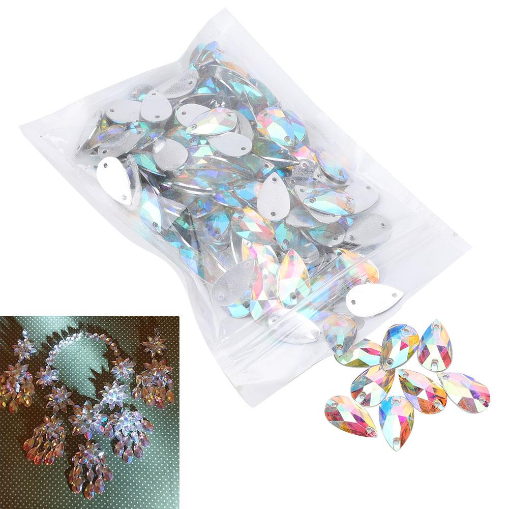 200 шт. хрустальные бусины из акриловой смолы, капельные швейные пуговицы со стразами, 7x12 мм, украшение для обуви