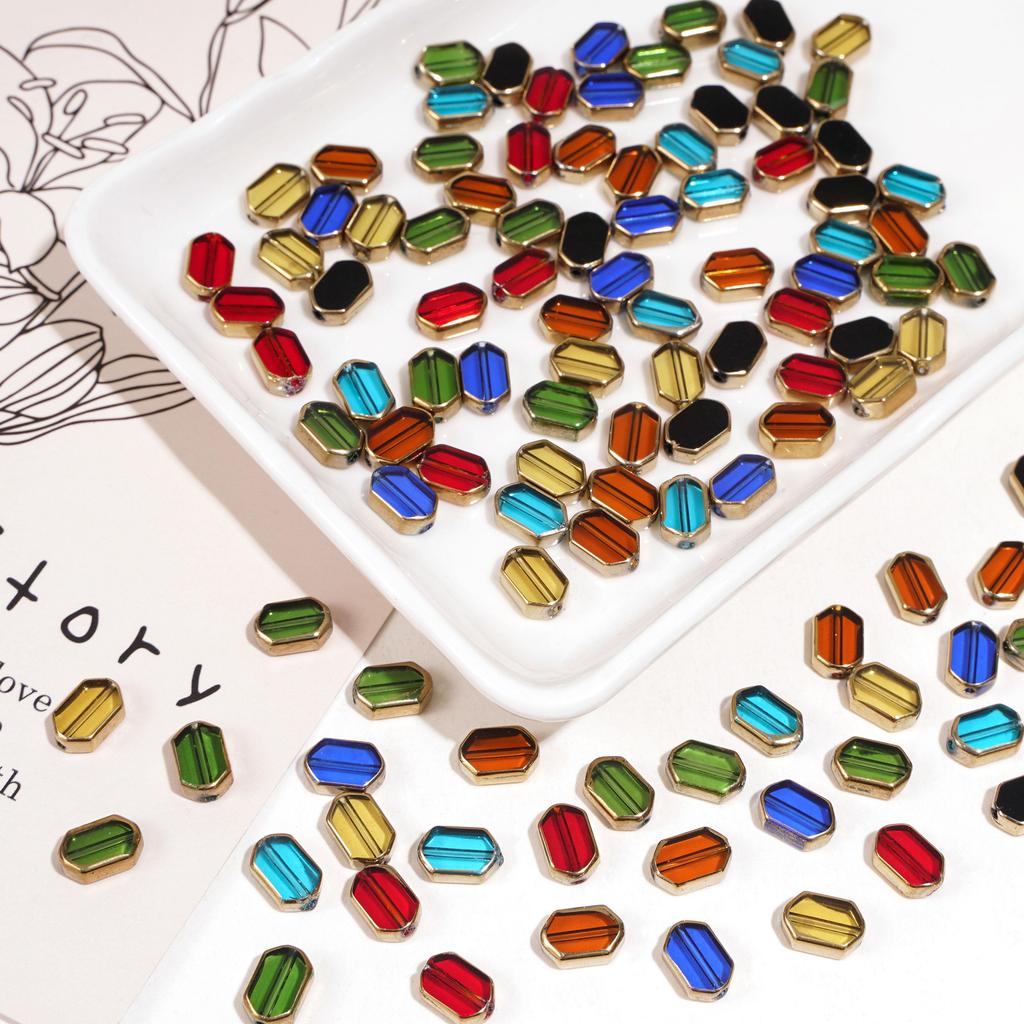 5-10 шт. Стеклянные золотые бусины прямоугольной формы, хрустальные бусины для DIY браслета, ожерелья, изготовления ювелирных изделий, украшения