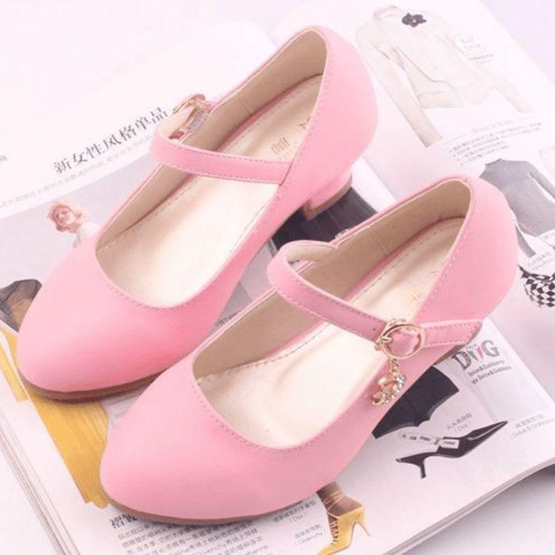 Spring and Autumn Glitter Girls High Heel Princess Shoes Student White Show Leather Shoes Children Single Shoes