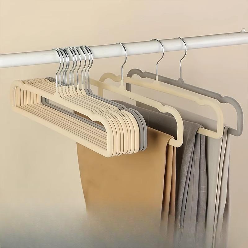 Special Plastic Hanger for Flocking Pants Rack Organization, Anti-slip and Seamless Pants Hanging Rack for Home Use