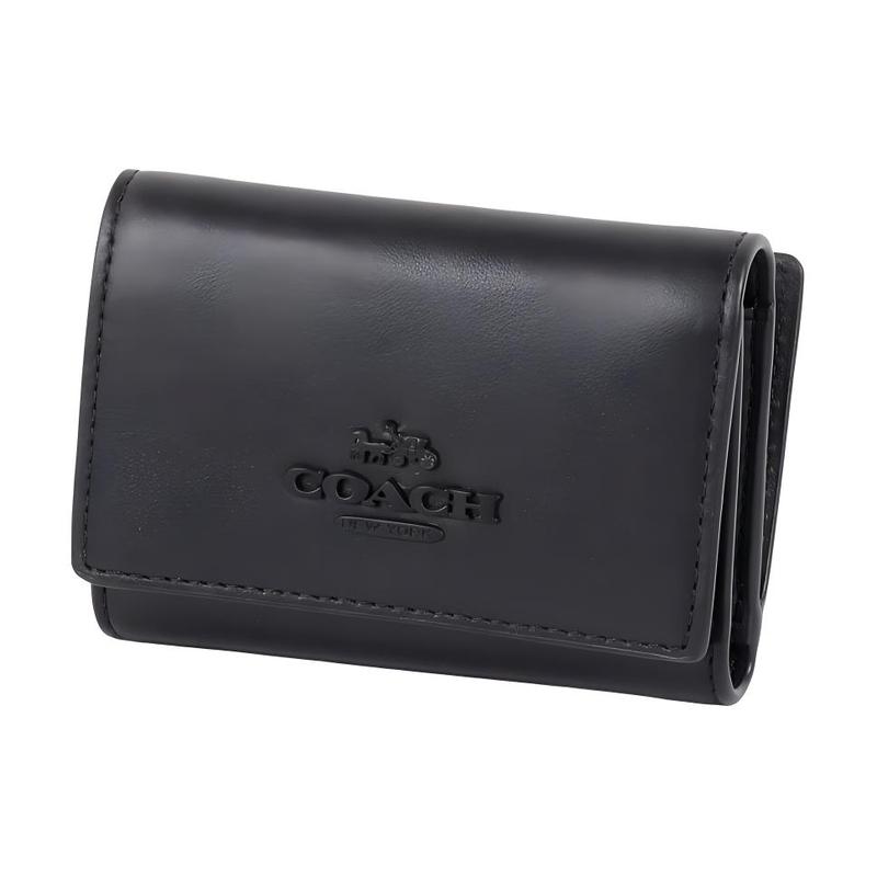 Coach Микро ого Snap Кожаный кошелек Обычный Женский Черный Медь и Черный Медь и черный