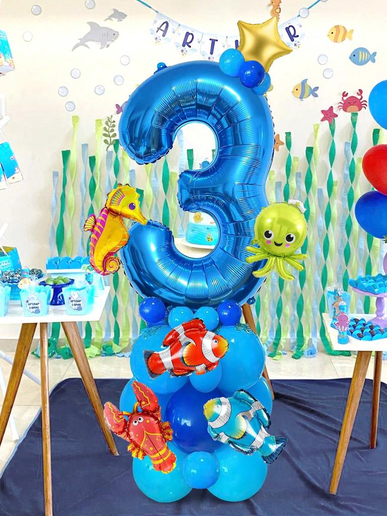 24pcs Cute Sea Animal Theme Balloons Lobster Octopus Seahorse Fish Shape Balloon for The Sea Party Decoration Birthday Balloons
